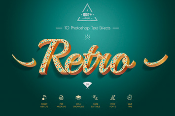 Retro Colorful Text Effects - 10 PSD