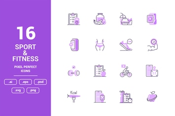 Sport and Fitness Color Vector Line Icons
