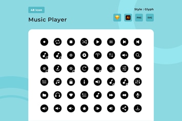 Music Player Glyph Style Icon Pack