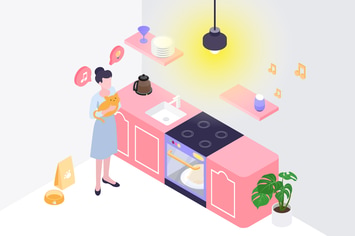 Automatic Kitchen Isometric Illustration