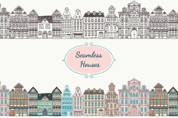 Set of Colorful, Black, White and Chalk Houses.