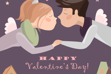 Couple in love celebrating Valentines Day
