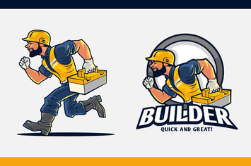 Construction Worker With Toolbox Mascot Logo