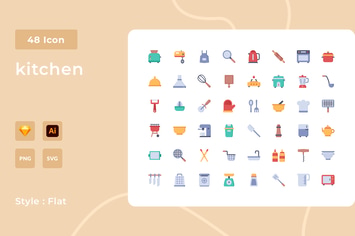 Kitchen Flat Style Icon Pack