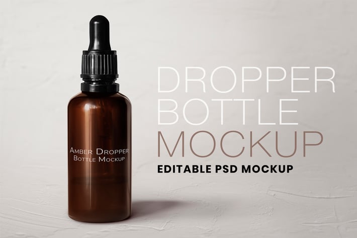 Amber dropper bottle mockup psd