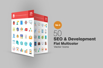 50 SEO & Development Flat Multicolor Icons