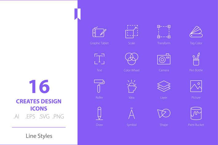 Creative Design Icon Set Line Styles