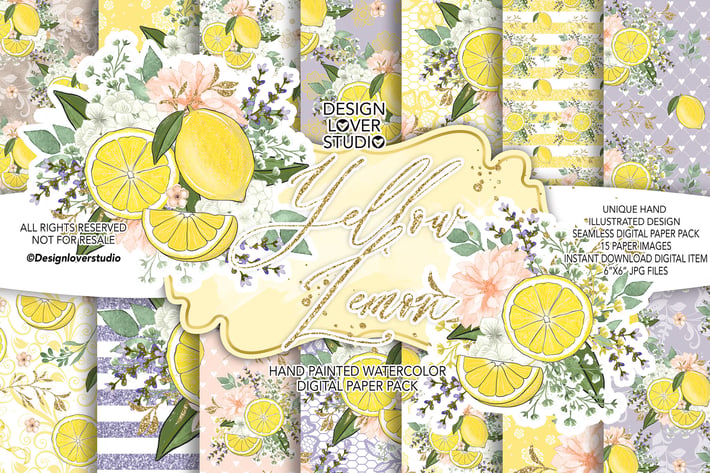 Yellow Lemon digital paper