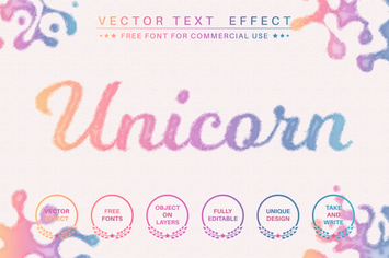 Watercolor unicorn - editable text effect