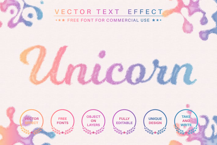 Watercolor unicorn - editable text effect