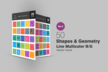 50 Shapes & Geometry Line Multicolor Icons