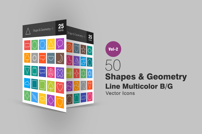50 Shapes & Geometry Line Multicolor Icons