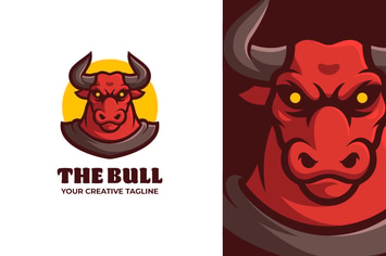 Wild Red Bull Character Mascot Logo Template