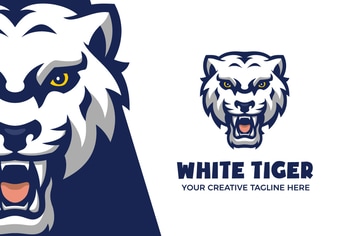 Wild White Tiger Animal Mascot Character Logo
