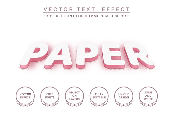 Slice paper - editable text effect,  font style