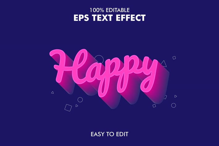 Happy -  Editable 3D Text Effect EPS 