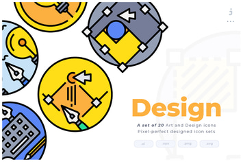 20 Art and Design Colorline Circular Icon set