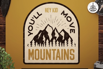 Retro Mountains Badge / Vintage Travel Logo Patch