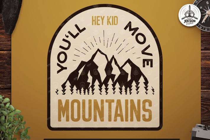 Retro Mountains Badge / Vintage Travel Logo Patch