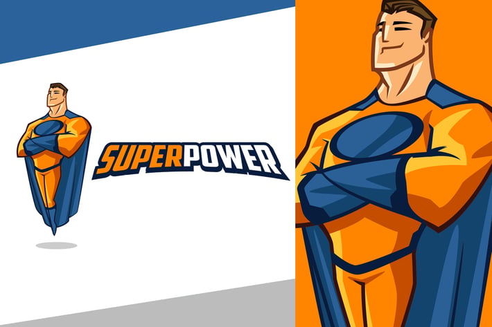 Smiling Superhero Mascot Logo