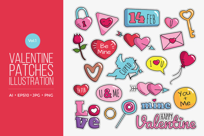 Cute Happy Valentine Patches Vol.1