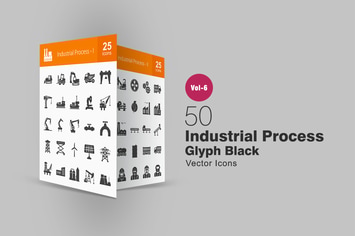 50 Industrial Process Glyph Icons