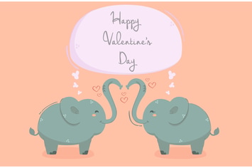 Elephant with Heart Background Illustration