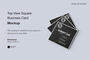 Top View Square Business Card Mockup