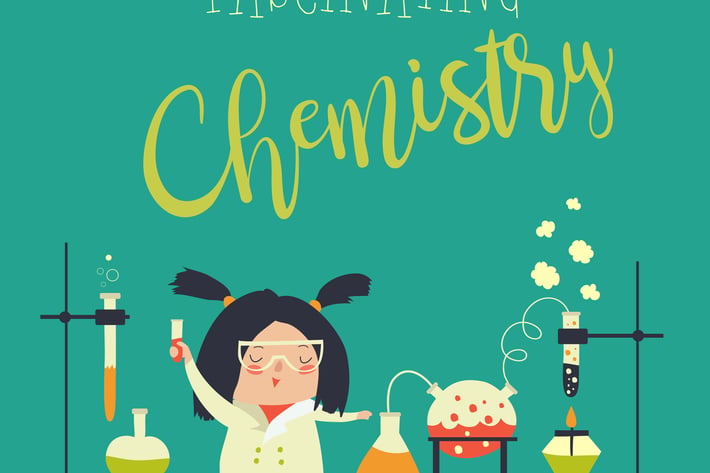 Girl working in the chemistry laboratory