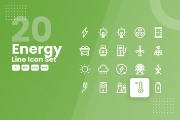 20 Energy Line Icon Set