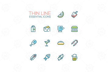 Essential icons - modern vector single line icons