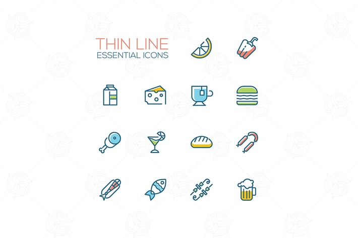 Essential icons - modern vector single line icons