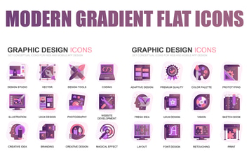 Modern Set Gradient Flat Icons