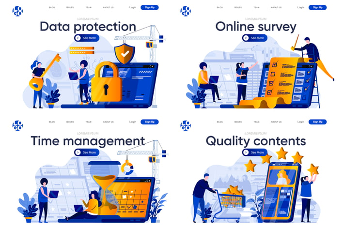 Collection Web Page Flat Concept with People