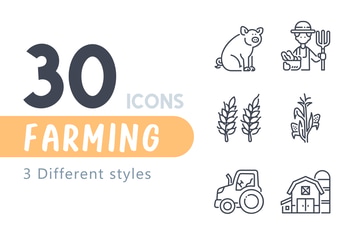 30 Farming icon set