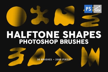30 Halftone Shapes Photoshop Stamp Brushes