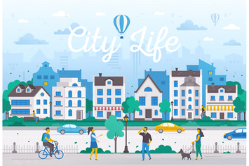 City life - flat design style vector illustration