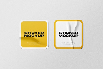 Square Sticker Mockup
