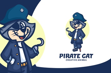 Pirate Cat Cartoon Logo