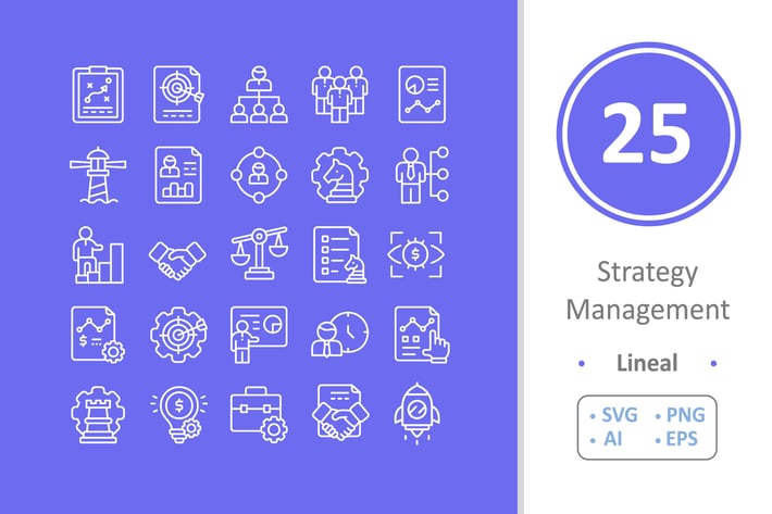 25 Strategy Management Icons - Line