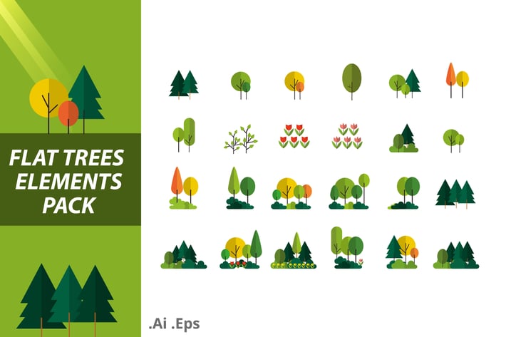 Flat Trees Elements Pack