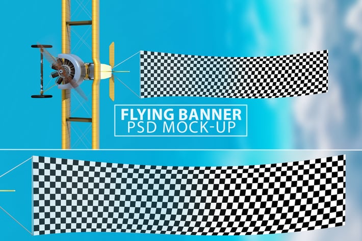 Flying Banner PSD Mock-up