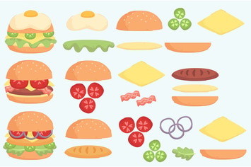 Burger Ingredient Illustration Set