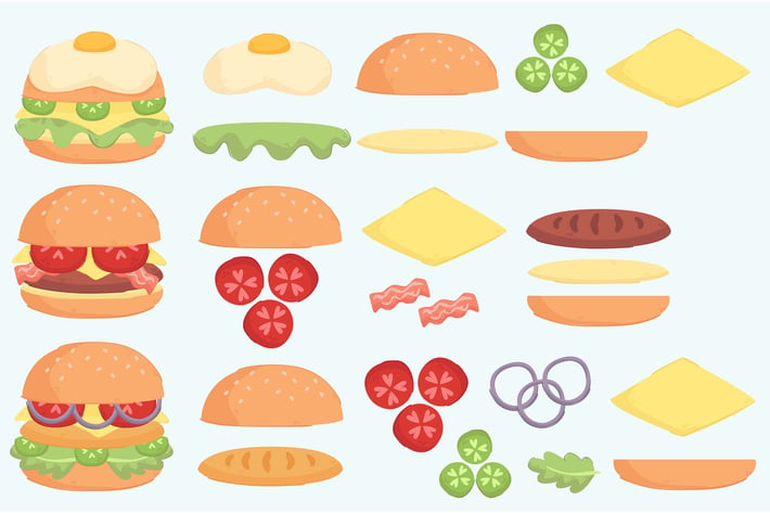 Burger Ingredient Illustration Set
