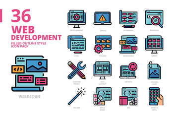 Web development Filled Outline Style Icon Set