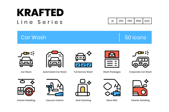 50 Car Wash Icons