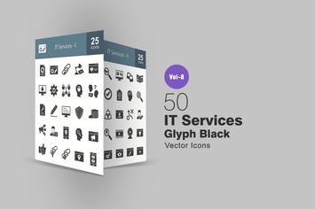 50 IT Services Glyph Icons