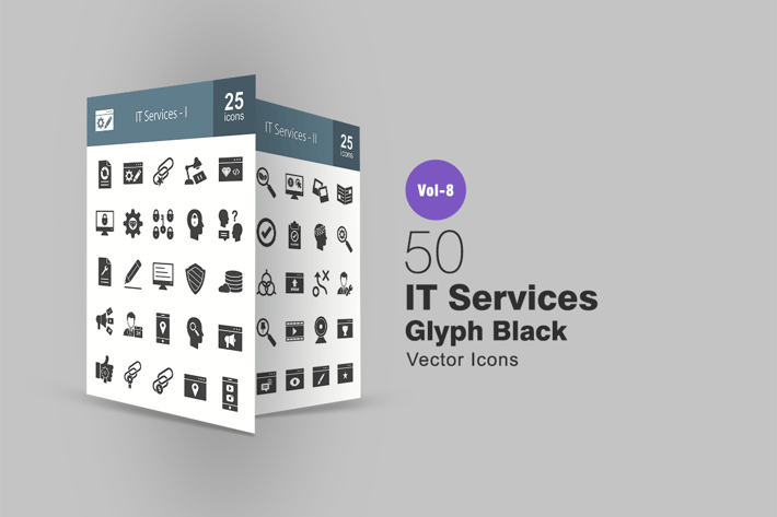 50 IT Services Glyph Icons