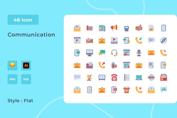 Communication Flat Style Icon Pack