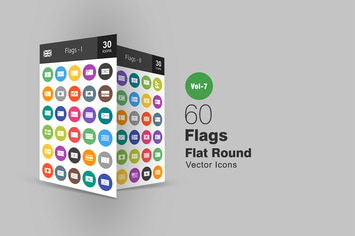 60 Flags Flat Round Icons